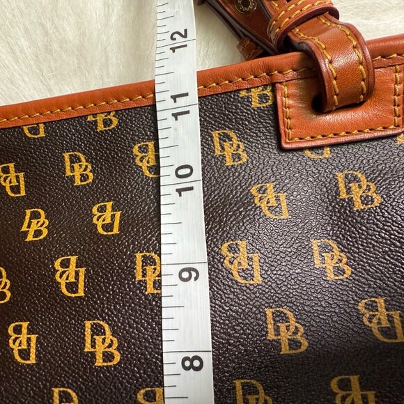 Dooney & Bourke Guetta Large Tote Bag Brown Tan Trim Leather DB Logo Monogram - Picture 11 of 15